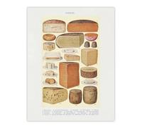 Artery8 Different Types of Cheese Mrs Beeton Wall Art Poster Print in Beige | Size: W24" x H32" Artery8 Beige W24" x H32"