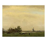 Artery8 Dijsselhof Meadow Landscape Spaarne River Premium Wall Art Canvas Print 18X24 Inch