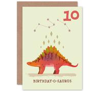 Artery8 Dinosaur Stegosaurus 10th Birthday Greetings Card in Orange Artery8 Orange