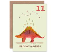 Artery8 Dinosaur Stegosaurus 11th Birthday Greetings Card in Orange Artery8 Orange