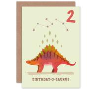 Artery8 Dinosaur Stegosaurus 2nd Birthday Greetings Card in Orange Artery8 Orange