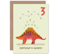 Artery8 Dinosaur Stegosaurus 3rd Birthday Greetings Card in Orange Artery8 Orange