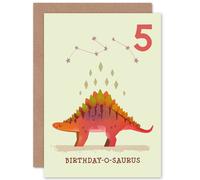 Artery8 Dinosaur Stegosaurus 5th Birthday Greetings Card in Orange Artery8 Orange