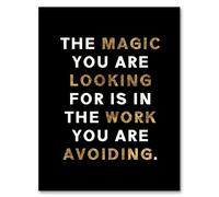 Artery8 Dipen Parmar Magic Black Gold Motivational Quote Living Room Artwork Framed Wall Art Print 18X24 Inch