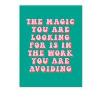 Artery8 Dipen Parmar Magic Work Avoiding Pink Green Quote Living Room Large Wall Art Poster Print Thick Paper 18X24 Inch