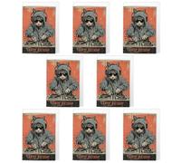 Artery8 DJ Cat Birthday Cards - Pack of 8 A6 Cards with Envelopes - Cat With Hoodie Character on Turntables - Bold Orange Splatter Design - Great for Teens, Music Fans & Otaku - Blank Inside