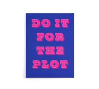 Artery8 Do It For The Plot Retro Blue Pink Funny Cheeky Canvas Wall Art Print | Size: W24" x H32" Artery8 Blue W24" x H32"