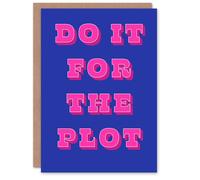 Artery8 Do It For The Plot Retro Blue Pink Funny Cheeky Card