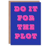Artery8 Do It For The Plot Retro Blue Pink Funny Cheeky Personalised Card