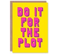 Artery8 Do It For The Plot Retro Yellow Pink Funny Cheeky Personalised Card