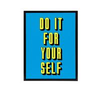 Artery8 Do It For Yourself Retro Yellow Blue Bold Simple Framed Canvas Art | Size: W24" x H32" Artery8 Blue W24" x H32"