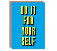 Artery8 Do It For Yourself Retro Yellow Blue Bold Simple Card