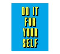 Artery8 Do It For Yourself Retro Yellow Blue Bold Simple Wall Art Print | Size: W18" x H24" Artery8 Blue W18" x H24"