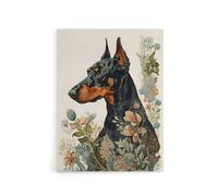 Artery8 Doberman Dog With Wild Flowers Boho Canvas Wall Art Print | Size: W24" x H32" Artery8 Multicolor W24" x H32"