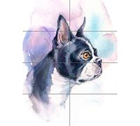 Artery8 Dog Boston Terrier Watercolour XL Giant Panel Poster (8 Sections)