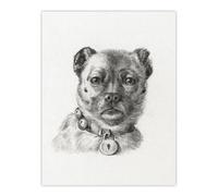 Artery8 Dog head with a Collar Pencil Drawing Bernard Wall Art Print Poster in White | Size: W18" x H24" Artery8 White W18" x H24"