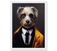 Doppelganger33 LTD Dog In Dinner Jacket Cute Fun Terrier Portrait Artwork Framed Wall Art Print A4