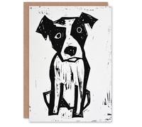 Artery8 Dog Lover Abstract Black White Terrier Blank For Him Or Her Art Birthday Card