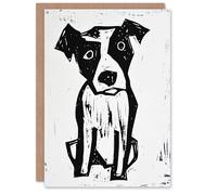 Artery8 Dog Lover Abstract Black White Terrier Blank For Him Or Her Art Birthday Card