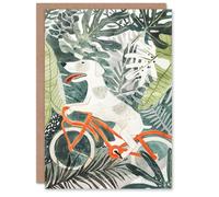Artery8 Dog Lover Bicycle Ride Through Jungle Watercolour Blank For Him Or Her Art Birthday Card