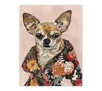 Artery8 Dog Lover Chihuahua With Floral Fur Coat Living Room Extra Large XL Wall Art Poster Print