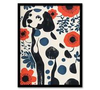 Artery8 Dog Lover Dalmatian Abstract Floral Portrait Living Room Artwork Framed Wall Art Print A4