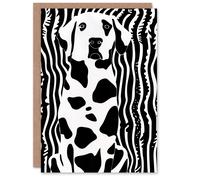 Artery8 Dog Lover Dalmatian Modern Abstract Black White Blank For Him Or Her Art Birthday Card