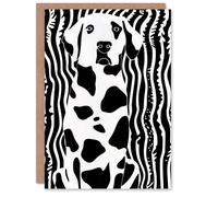 Artery8 Dog Lover Dalmatian Modern Abstract Black White Blank For Him Or Her Art Birthday Card