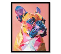 Artery8 Dog Lover Geometric French Bulldog Portrait Framed Art Print | Size: W12" x H16" Artery8 Multicolor W12" x H16"