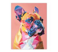 Dog Lover Geometric French Bulldog Portrait Wall Art Print Artery8 Multi W24 inch x H32 inch