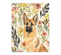 Artery8 Dog Lover German Shepherd in Wildflower Field Living Room Large Wall Art Poster Print Thick Paper 18X24 Inch