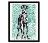 Artery8 Dog Lover Greyhound Pet Portrait Moriz Jung Framed Wall Art Print 12X16"