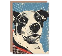 Artery8 Dog Lover Pet Red Blue Lichtenstein Style Greeting Birthday Card Him Her All Blank