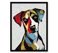 Artery8 Dog Lover Pop Art Cute Pet Fun Portrait Living Room Artwork Framed Wall Art Print A4