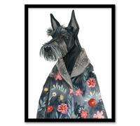 Artery8 Dog Lover Scottish Terrier With Floral Kimono Wall Art Print - A4 Size