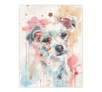 Artery8 Dog Lover Watercolour Portrait Pink Light Pastel Living Room Extra Large XL Wall Art Poster Print