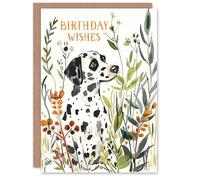 Artery8 Dog Lover Wishes Dalmatian in Field Watercolour Blank For Him Or Her Art Birthday Card