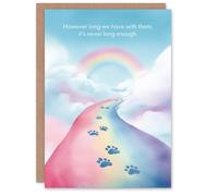 Artery8 Dog or Cat Sympathy Greeting Card - Never Long Enough Rainbow Bridge Design, Blank Inside, Pet Loss