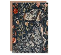 Artery8 Dog Smelling Roses Portrait Charming Floral Greeting Birthday Card Him Her All Blank