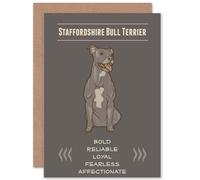 Artery8 Dog Staffy Bull Terrier Greetings Card in Grey Artery8 Grey