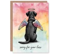 Artery8 Pet Dog Sympathy Greeting Card - Angel Black Labrador Design, Sorry for Your Loss, Blank Inside