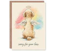 Artery8 Dog Sympathy Greeting Card - Angel Goldendoodle Cockapoo Design, Sorry for Your Loss, Pet Loss Bereavement, Blank Inside