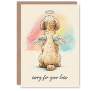 Artery8 Dog Sympathy Greeting Card - Angel Goldendoodle Cockapoo Design, Sorry for Your Loss, Pet Loss Bereavement, Blank Inside