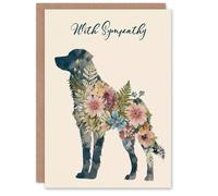 Artery8 Dog Sympathy Greeting Card - Floral Design Pet Loss Bereavement Card, Blank Inside