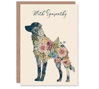 Artery8 Dog Sympathy Personalised Greeting Card - Floral Design Pet Loss Bereavement Card