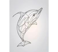 Artery8 Dolphin Line Drawing Black and White Illustration Extra Large XL Wall Art Poster Print