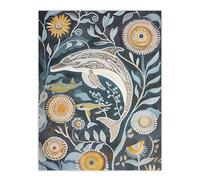 Artery8 Dolphin Sealife Surreal Aquatic Flowers Folk Art Bathroom Toilet Extra Large XL Wall Art Poster Print