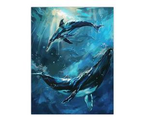 Artery8 Dolphin Whale Underwater Dance Sea Life Painting Bathroom Toilet Large Wall Art Poster Print Thick Paper 18X24 Inch