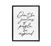 Artery8 Don't Be Jealous Be Inspired Black White Simple Framed Canvas Art | Size: W12" x H16" Artery8 White W12" x H16"