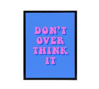 Artery8 Don't Overthink It Simple Retro Pink Blue Black Framed Canvas Art | Size: W24" x H32" Artery8 Blue W24" x H32"